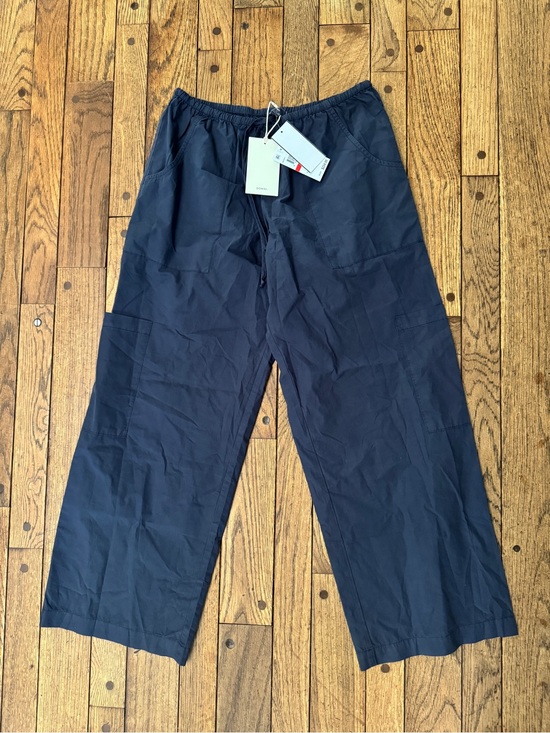 DONNI. Pants - DONNI Cotton Poplin The Pop Drawstring Cargo Pants in Navy, NWT - XS